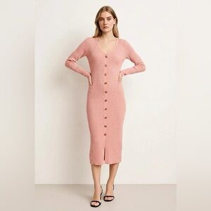 019 • Dusty Pink Knit Dress | Elegant Pink Button-Down Dress